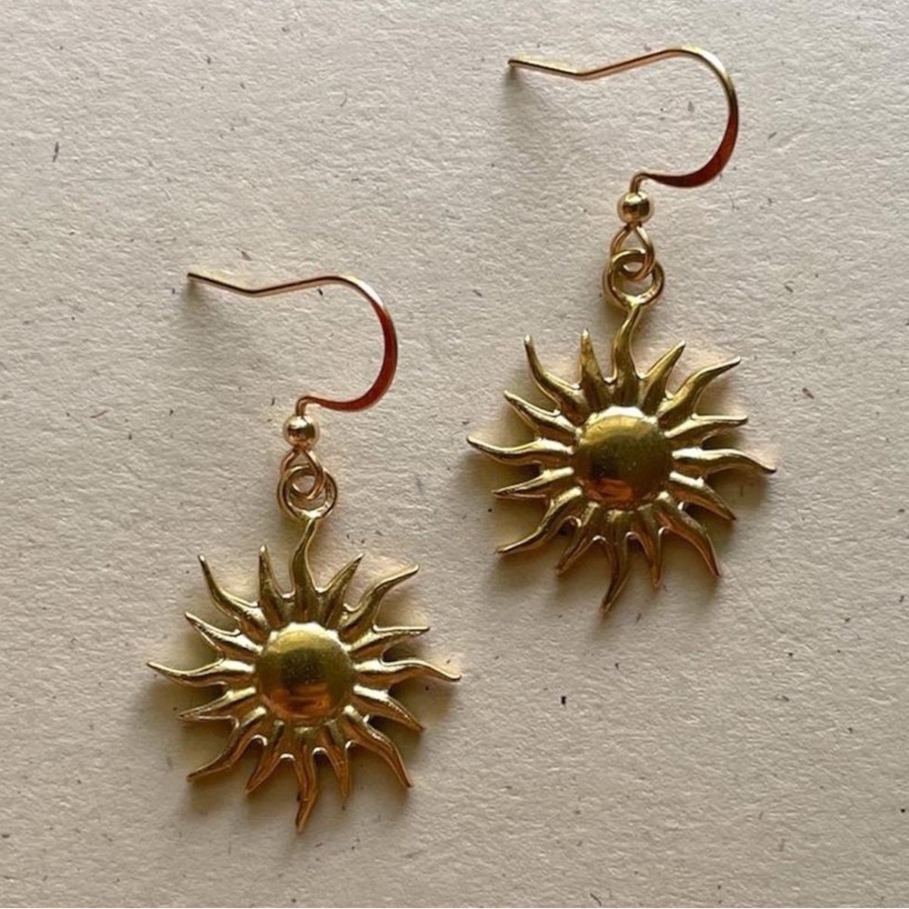 Gold Sun Dangle Earrings